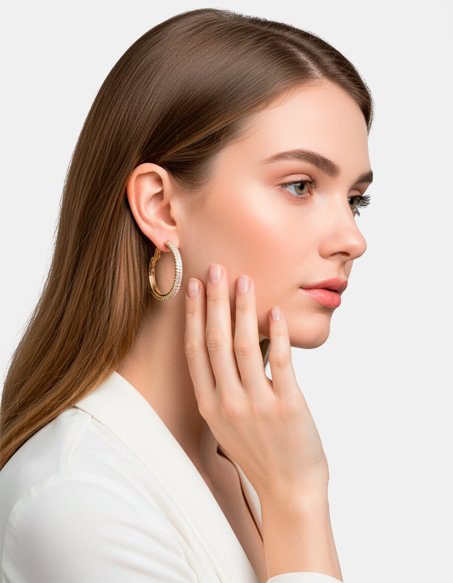 Arracadas mini con topacios blancos rectangulares Festive Style