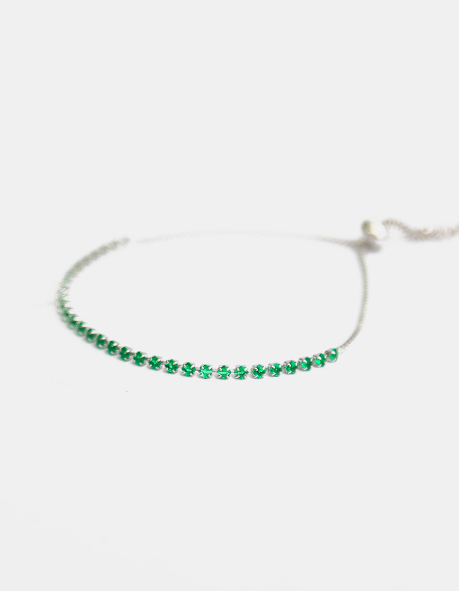 Pulsera ajustable en baño de platino con esmeraldas de Bombay en forma cuadrada Festive Style