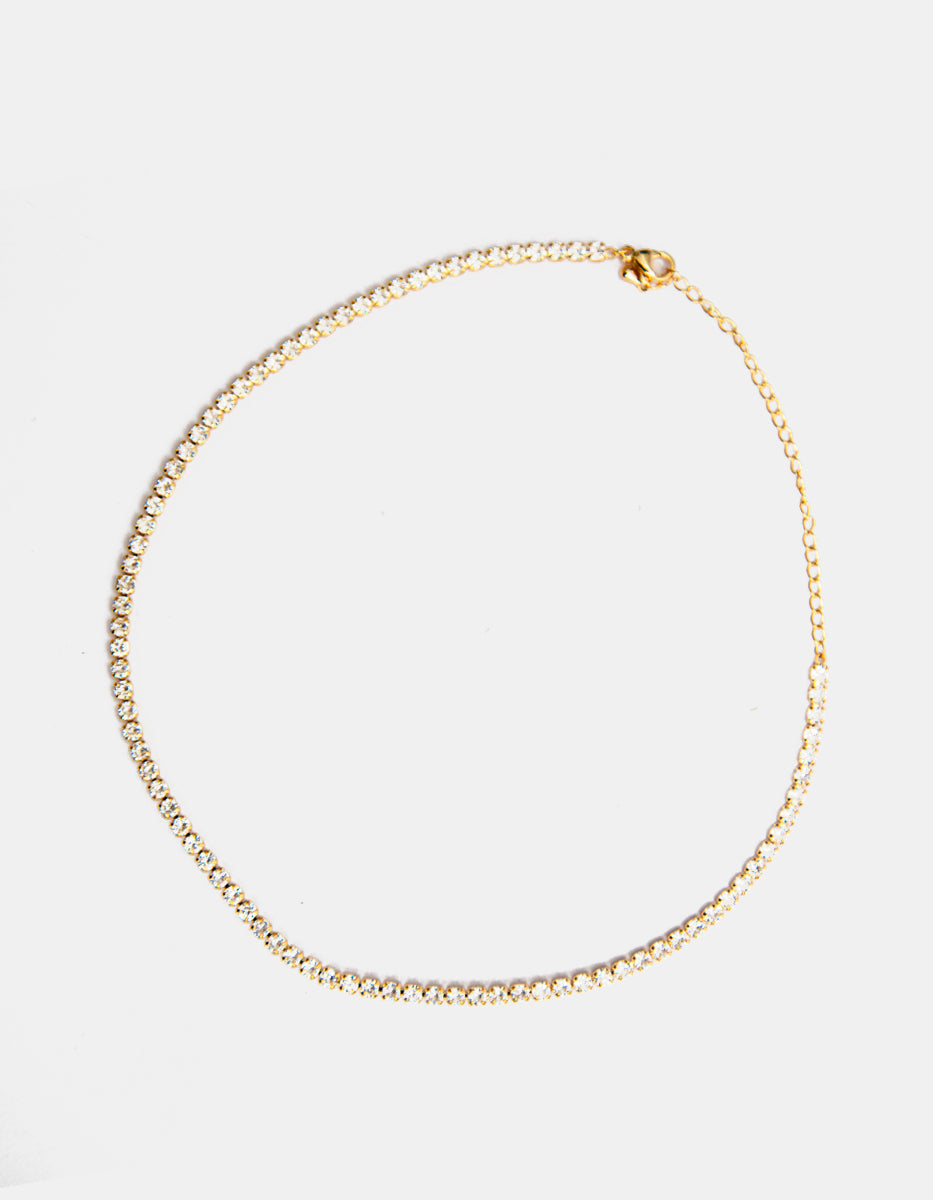 Collar en baño de oro de 22 kt con topacios blancos en corte brillante Festive Style