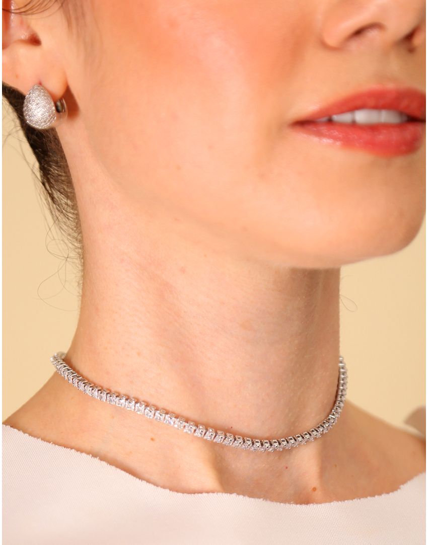 Collar en baño de oro de 22 kt con topacios blancos en corte brillante Festive Style