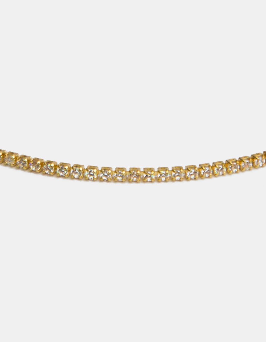 Pulsera delgada en baño de oro de 22 kt con topacios blancos en corte brillante Festive Style