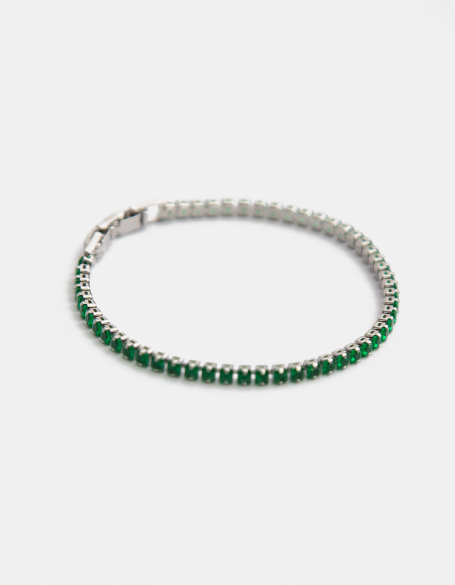 Pulsera en baño de oro de 22 kt con esmeraldas de Bombay en corte radiante Festive Style