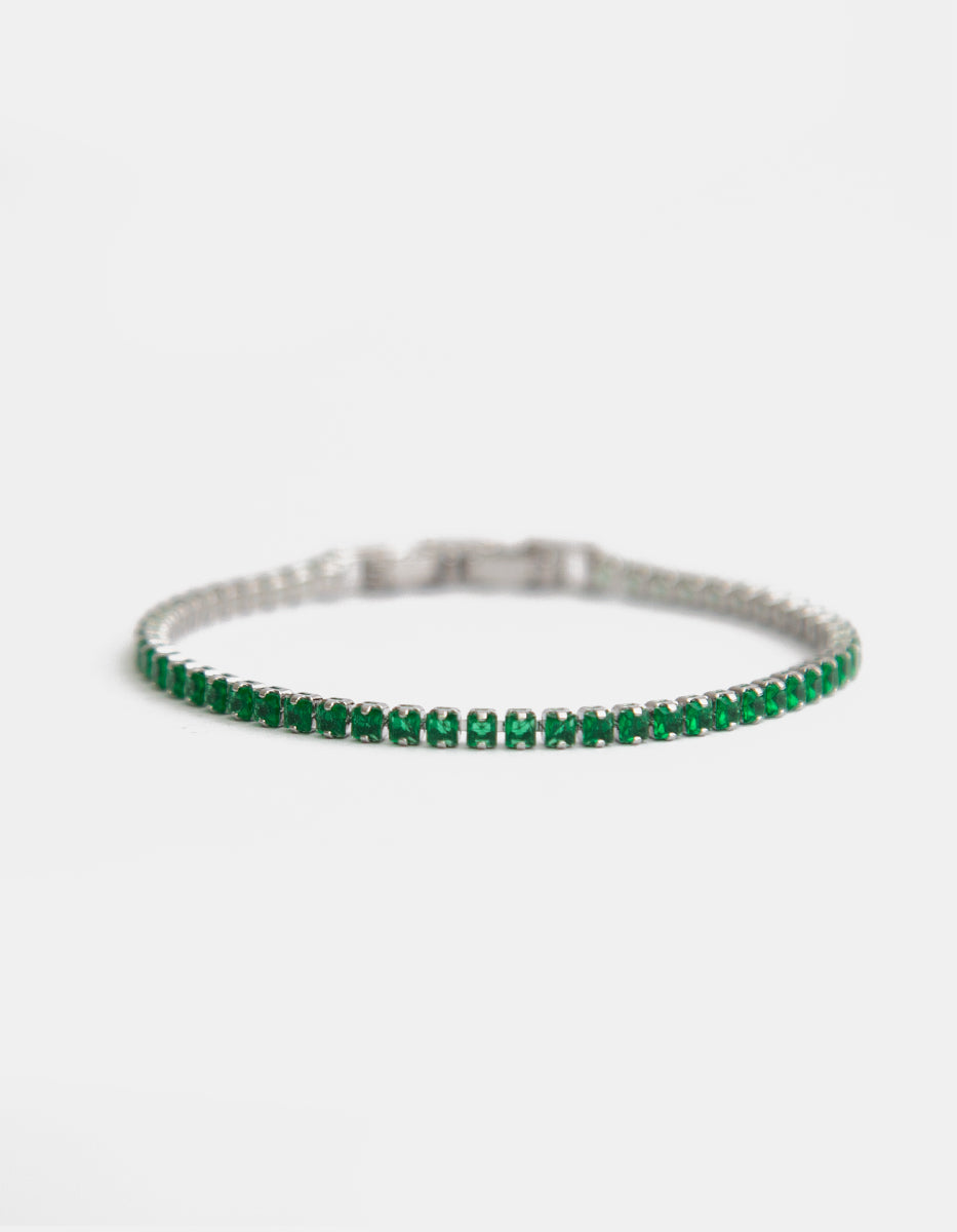 Pulsera en baño de oro de 22 kt con esmeraldas de Bombay en corte radiante Festive Style