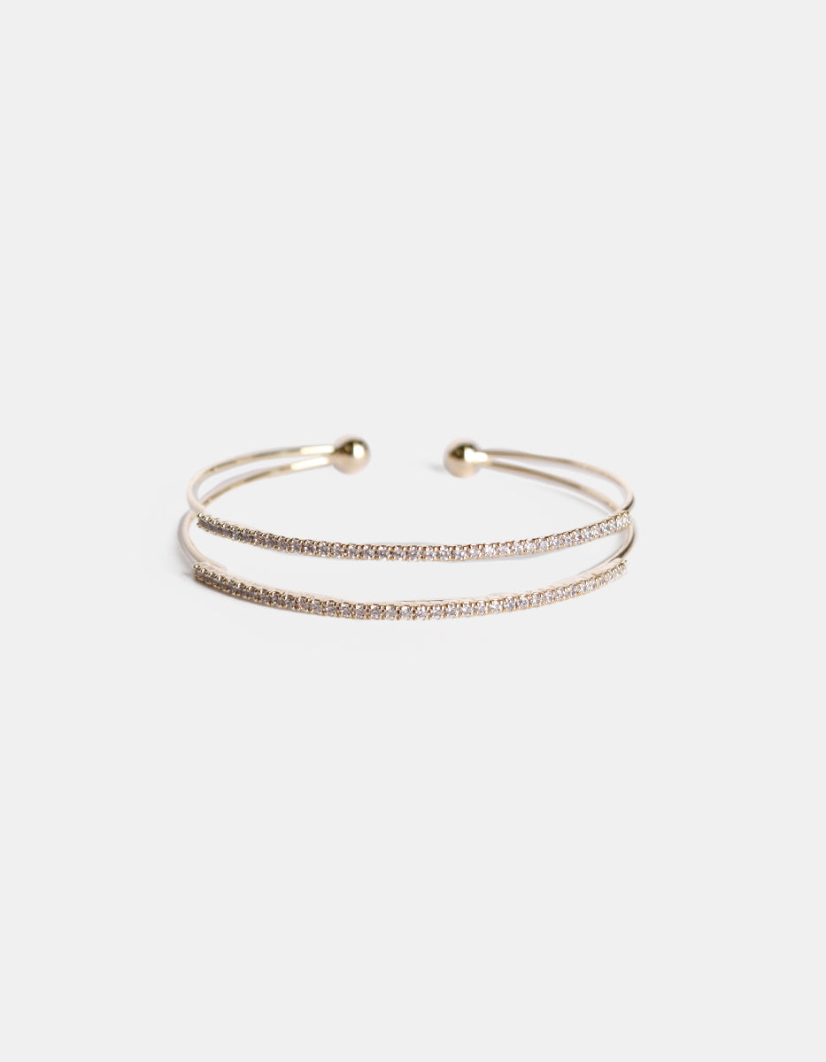 Brazalete con doble hilo y topacios blancos Festive Style