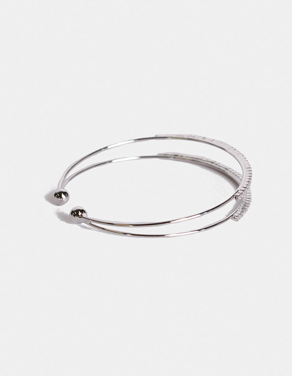 Brazalete con doble hilo y topacios blancos mini forma redonda Festive Style