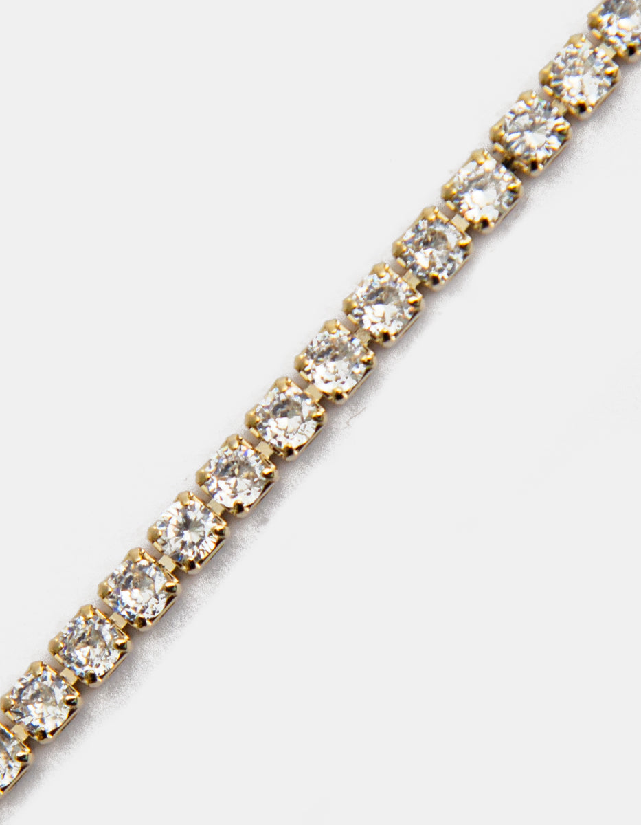 Pulsera en baño de oro de 22 kt con topacios blancos en corte brillante Festive Style