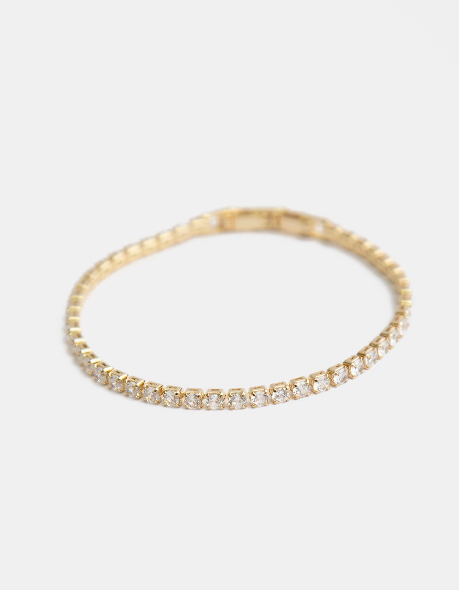 Pulsera en baño de oro de 22 kt con topacios blancos en corte brillante Festive Style