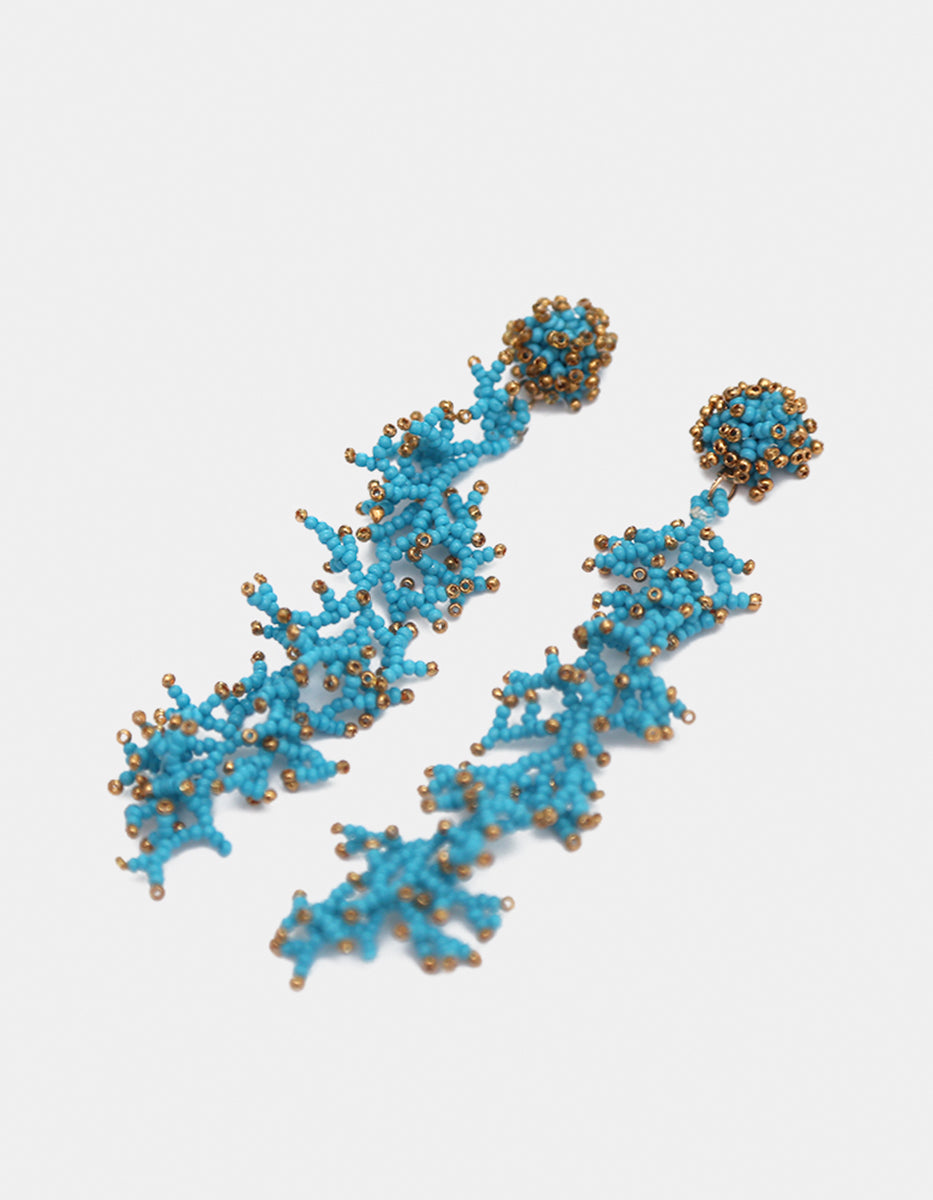 Aretes de Goldfield 18k & cuentas turquesa con diseño de coral marino Ultramar