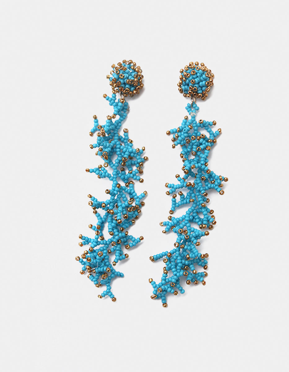 Aretes de Goldfield 18k & cuentas turquesa con diseño de coral marino Ultramar