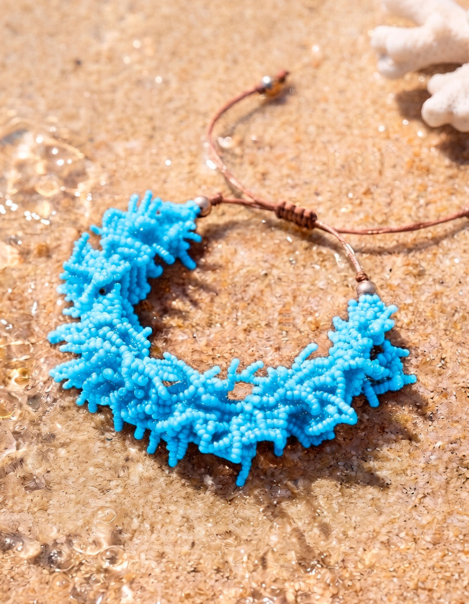 Pulsera ajustable Goldfield 18K & cuentas turquesa en forma de coral Ultramar