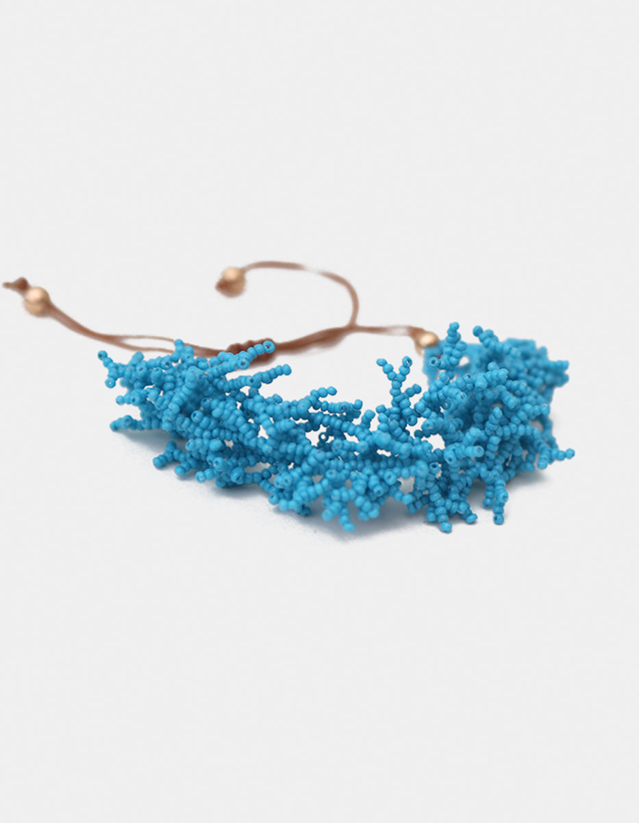 Pulsera ajustable Goldfield 18K & cuentas turquesa en forma de coral Ultramar
