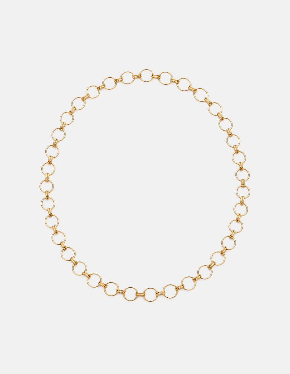 Collar de bronce baño oro 22k con eslabones de aros Golden Chic