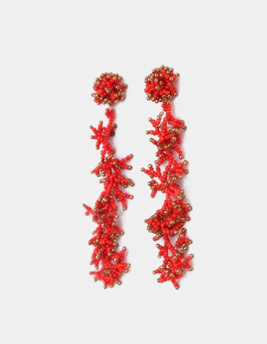 Aretes de Gold-filled 18k & cuentas turquesa con diseño de coral marino Ultramar