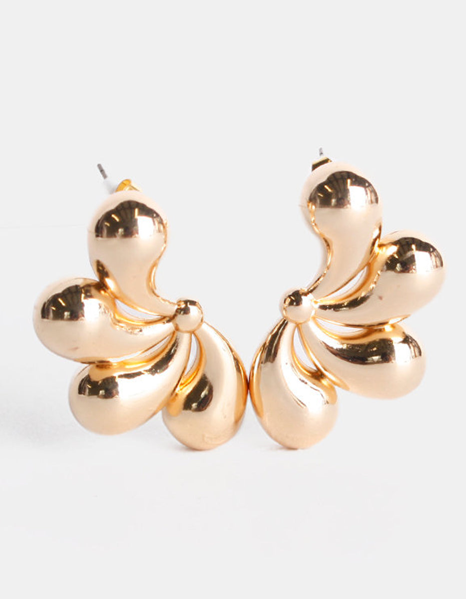 Aretes Oro laminado gotas orgánicas Golden Chic