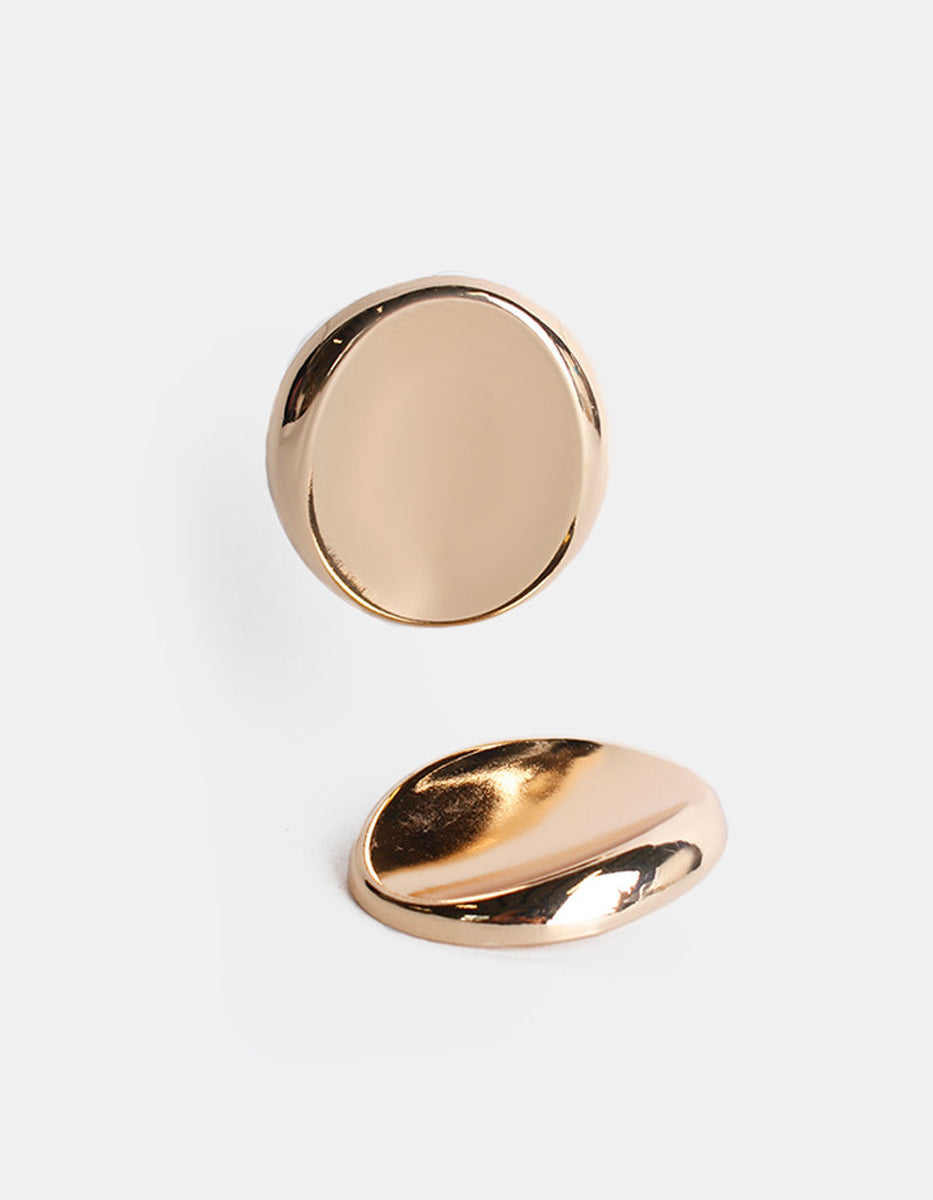 Aretes Oro laminado mate ovalado cóncavo Golden Chic