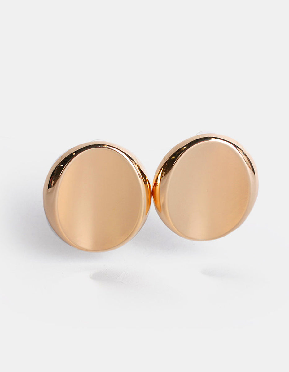 Aretes Oro laminado mate ovalado cóncavo Golden Chic