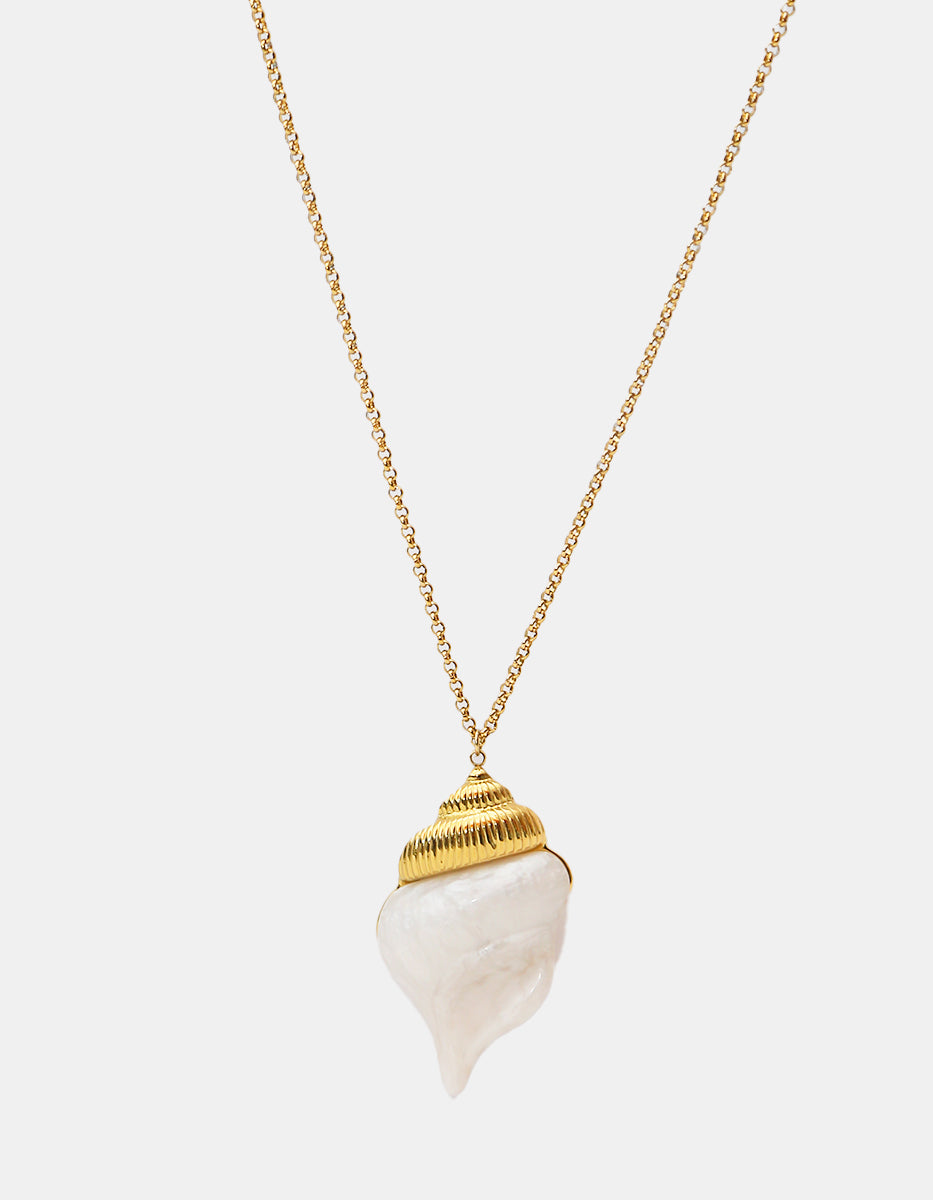 Collar de Gold-filled con dije en forma de caracol en madreperla Ultramar