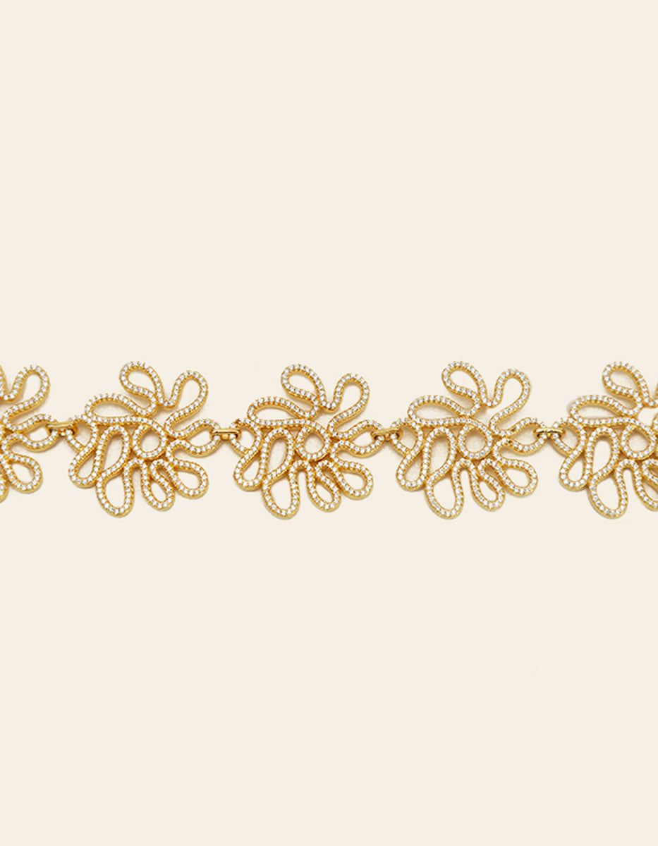 Pulsera con 1550 topacios blancos montados corte diamante Infinito Elite