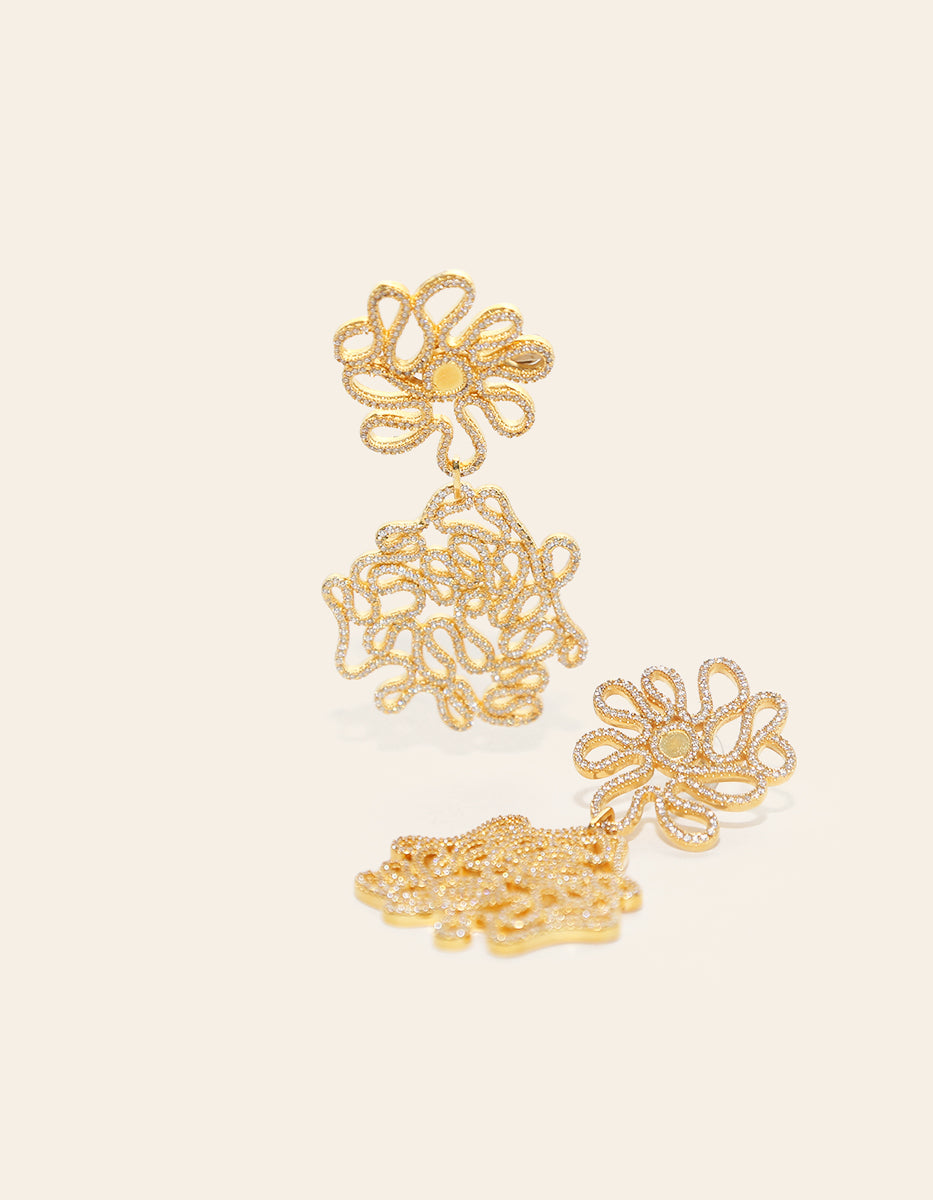 Arete candelabro doble circulo & 1500 topacios blancos montados corte diamante Infinito Elite