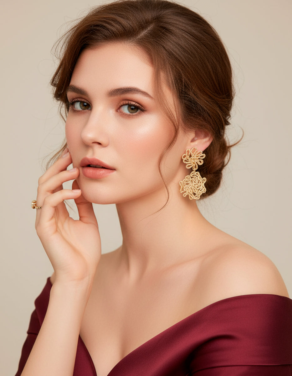 Arete candelabro doble circulo & 1500 topacios blancos montados corte diamante Infinito Elite