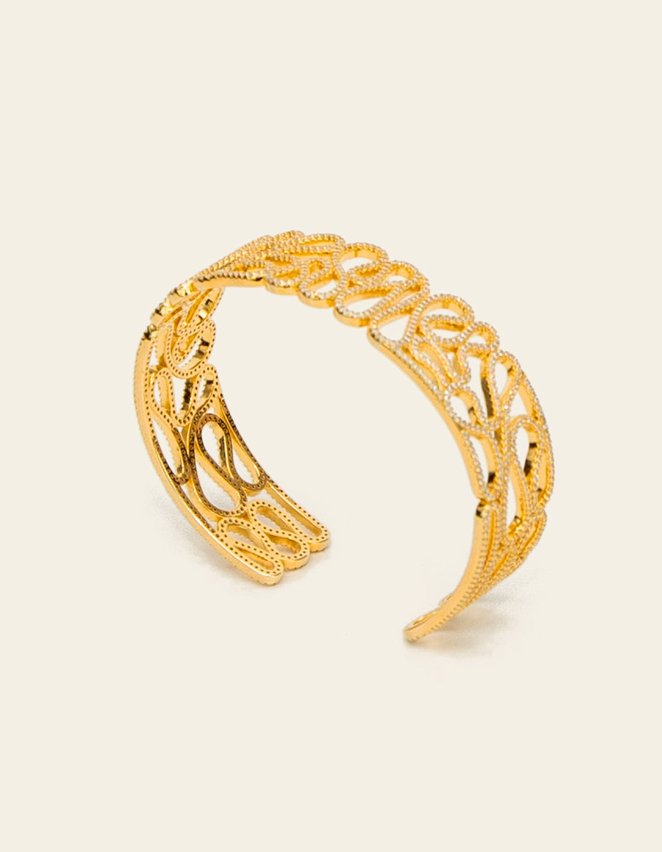 Brazalete delgado & 932 topacios blancos montados corte diamante Infinito Elite