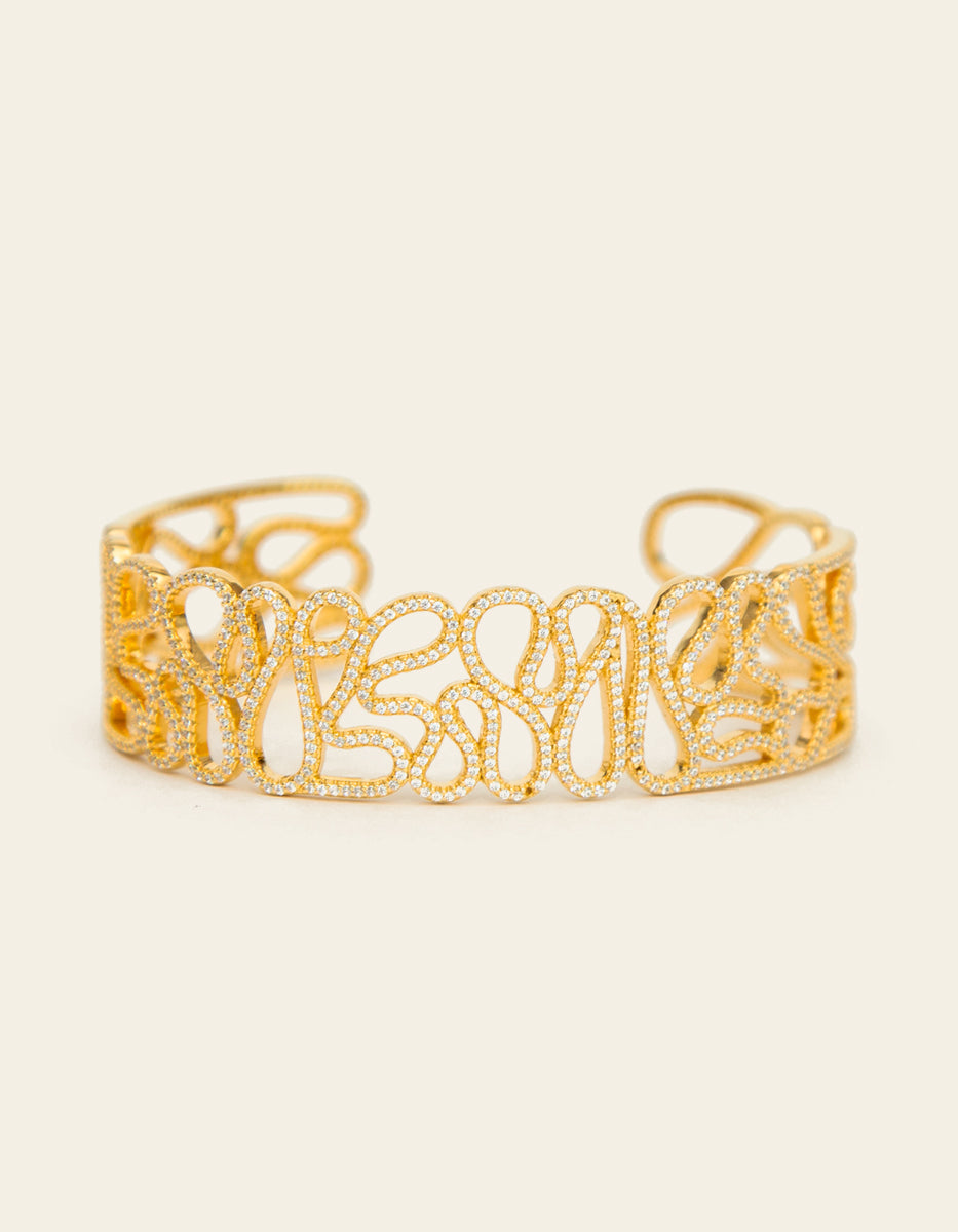 Brazalete delgado & 932 topacios blancos montados corte diamante Infinito Elite