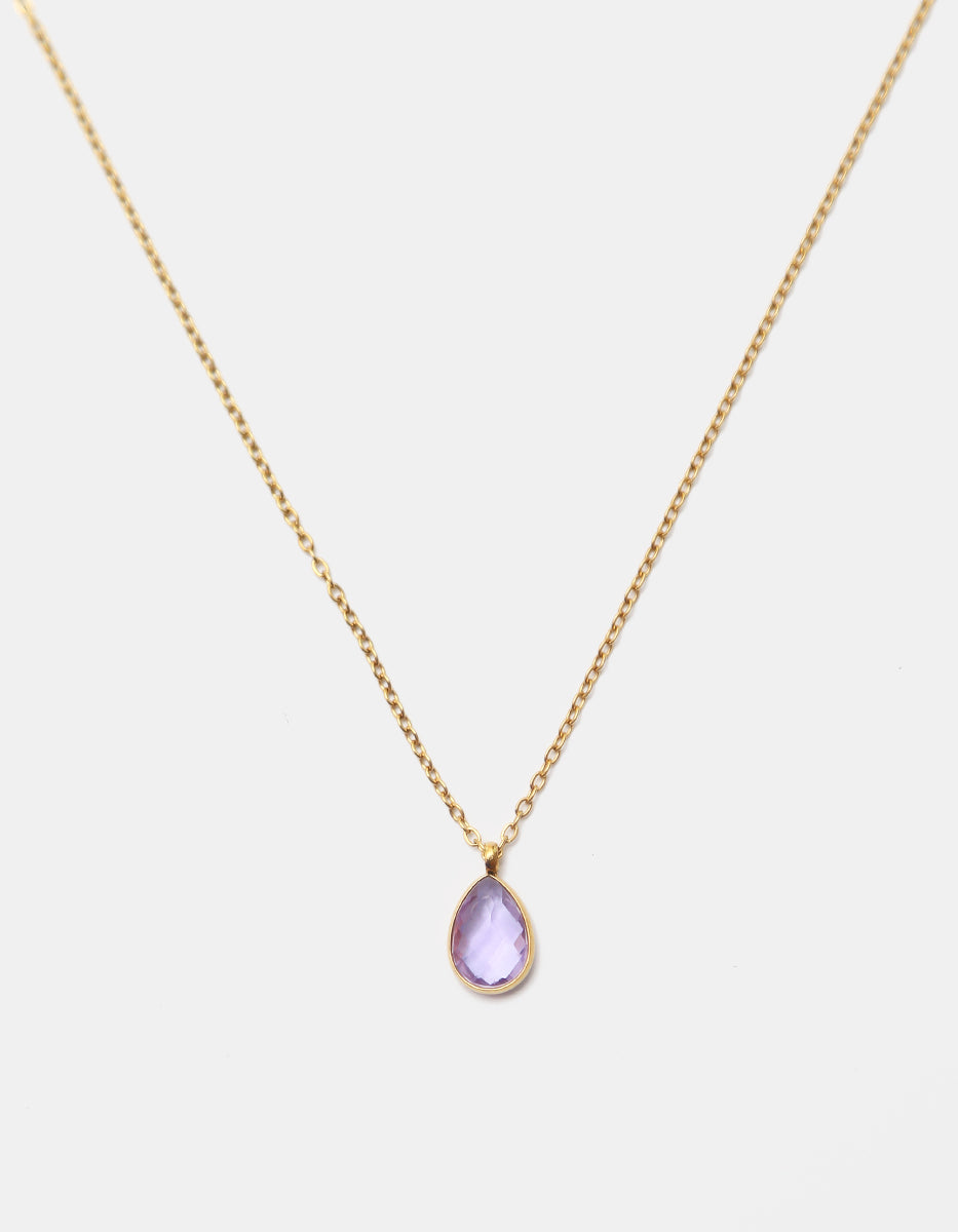 Collar de Gold-Filled de 22kt con dije de amatista en corte Pera
