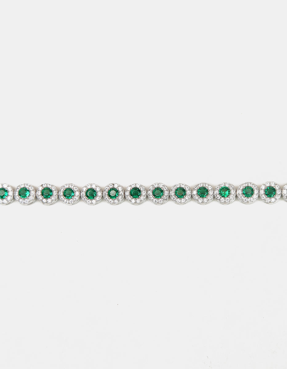 Pulsera en Plata 925 bañada en Rodio Blanco con Esmeralda de Bombay Verde Eterna Silver
