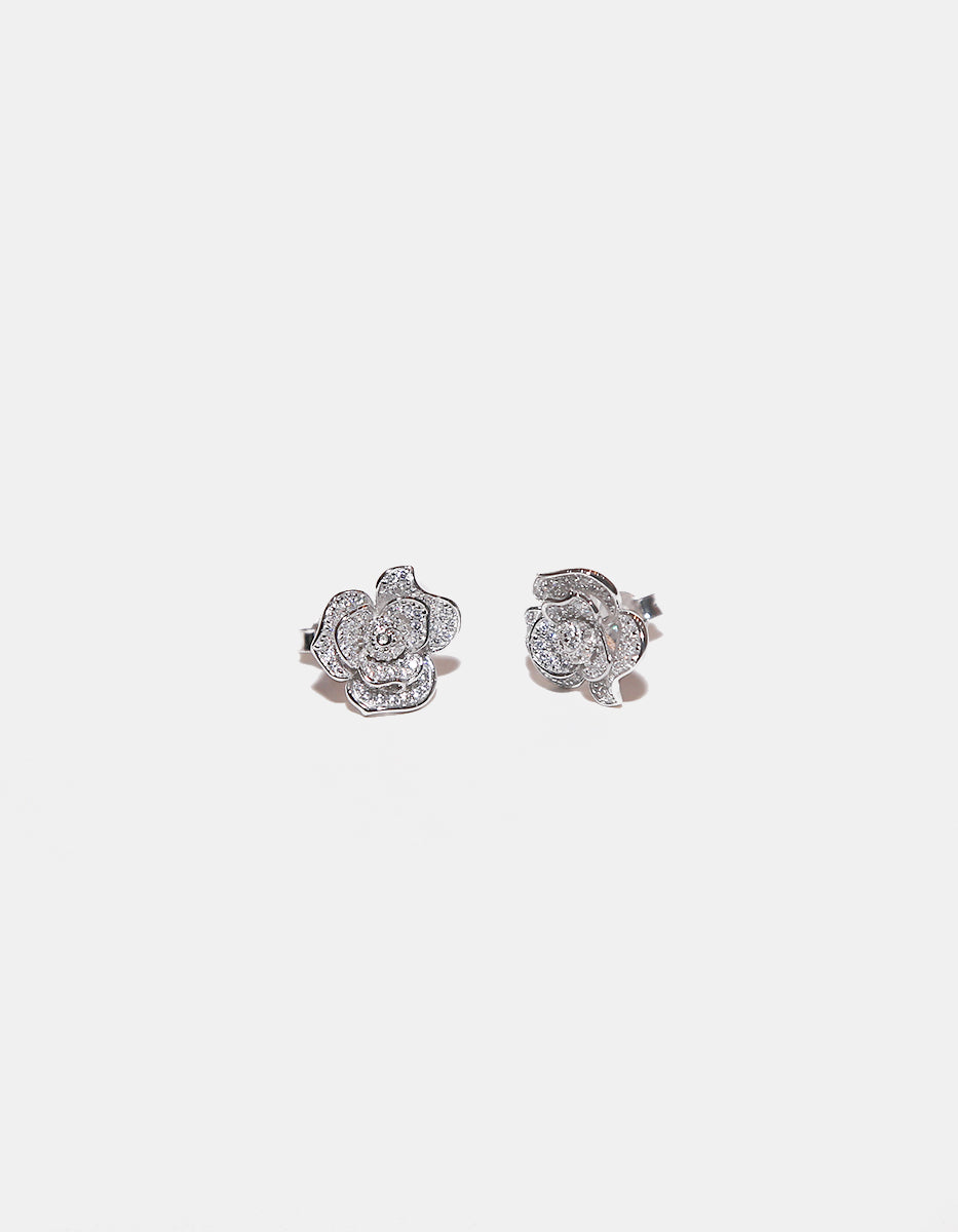Aretes en Plata 925 bañados en Rodio Blanco con Topacios Blancos Sublime
