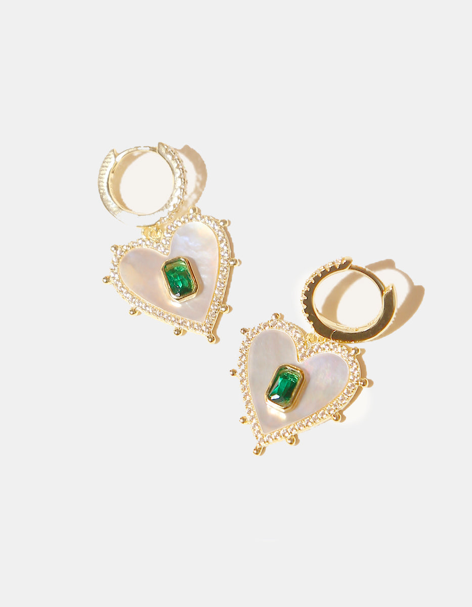 Set de Colgante y Aretes en Plata 925 bañada en Oro Amarillo de 18K con Esmeralda de Bombay Verde Eterna