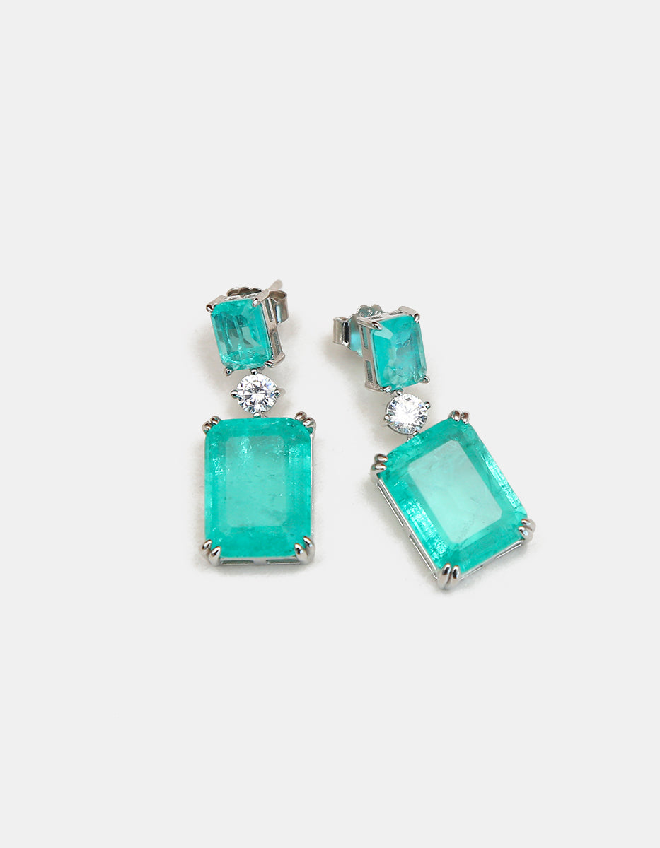 Aretes de piedras Naturales paraiba Ave del Paraíso