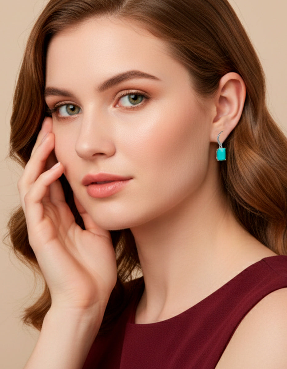 Aretes de piedras Naturales paraiba Ave del Paraíso