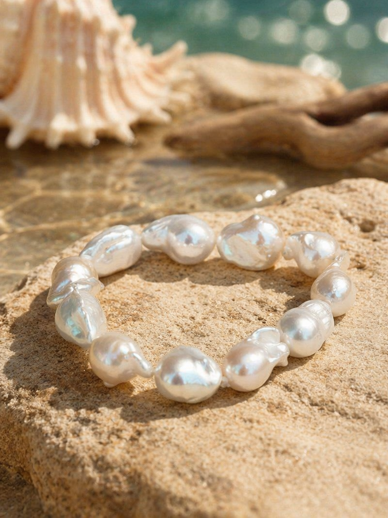 Pulsera perla japonesa barroca 15mm Crush