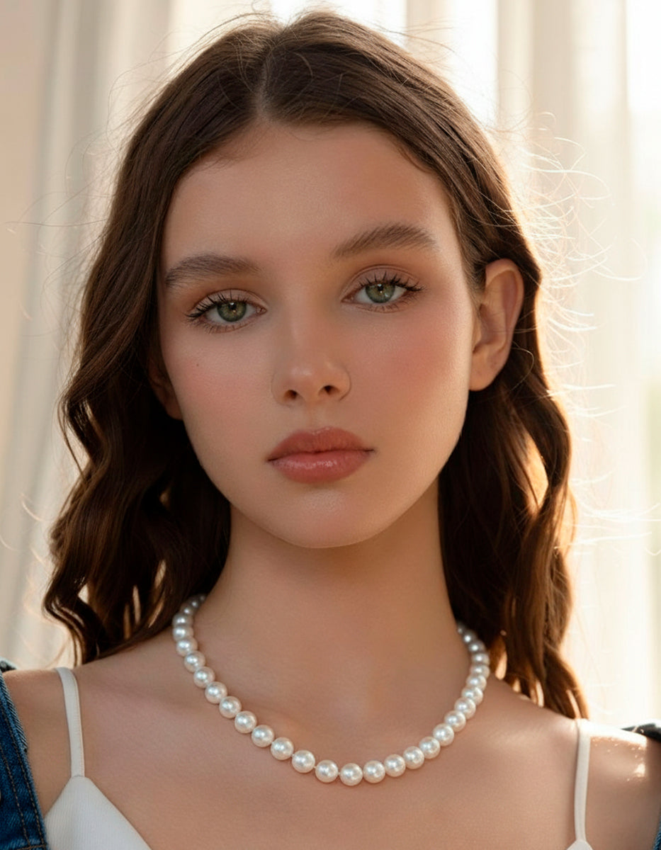 Collar anudado perla japonesa redonda 16mm de 45cm largo Crush