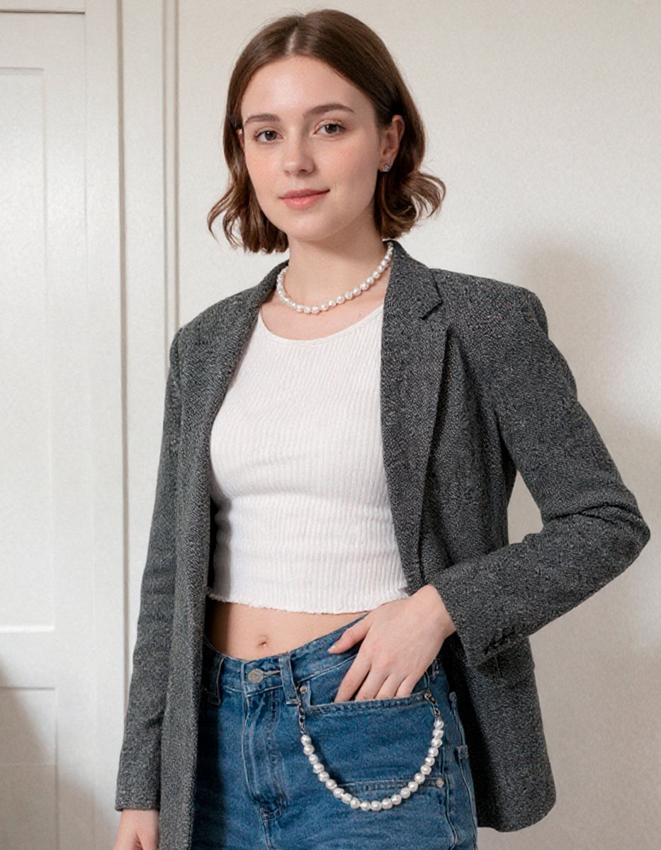 Collar anudado perla japonesa redonda 8mm de 55cm largo Crush