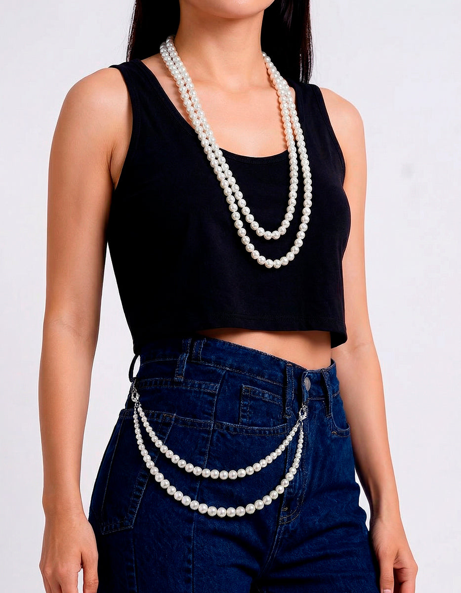 Collar anudado perla japonesa redonda 16mm de 45cm largo Crush