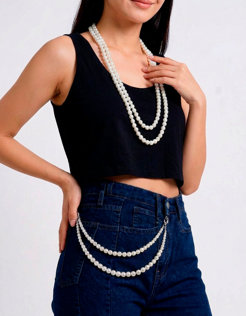 Collar anudado perla japonesa redonda 16mm de 45cm largo Crush