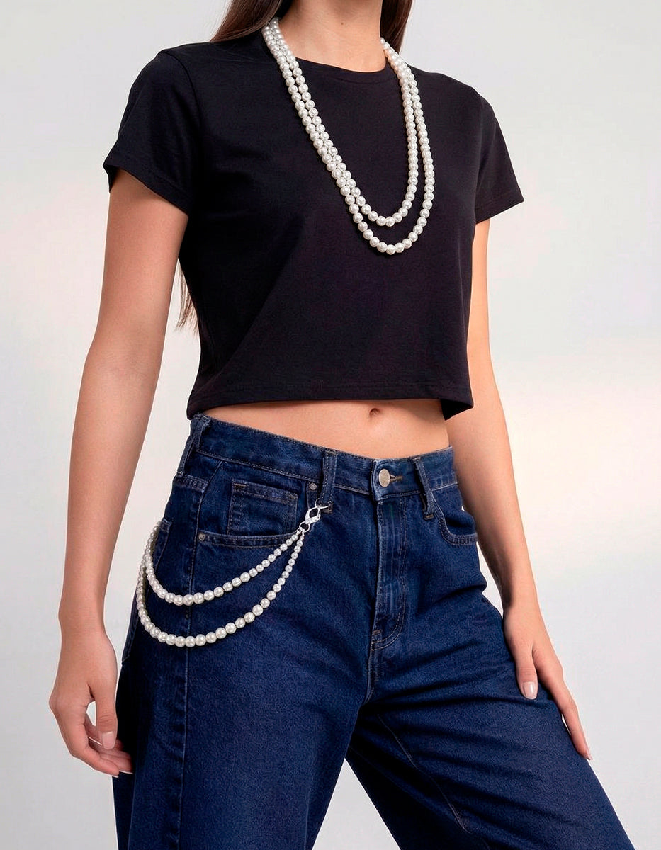 Collar anudado perla japonesa redonda 16mm de 45cm largo Crush