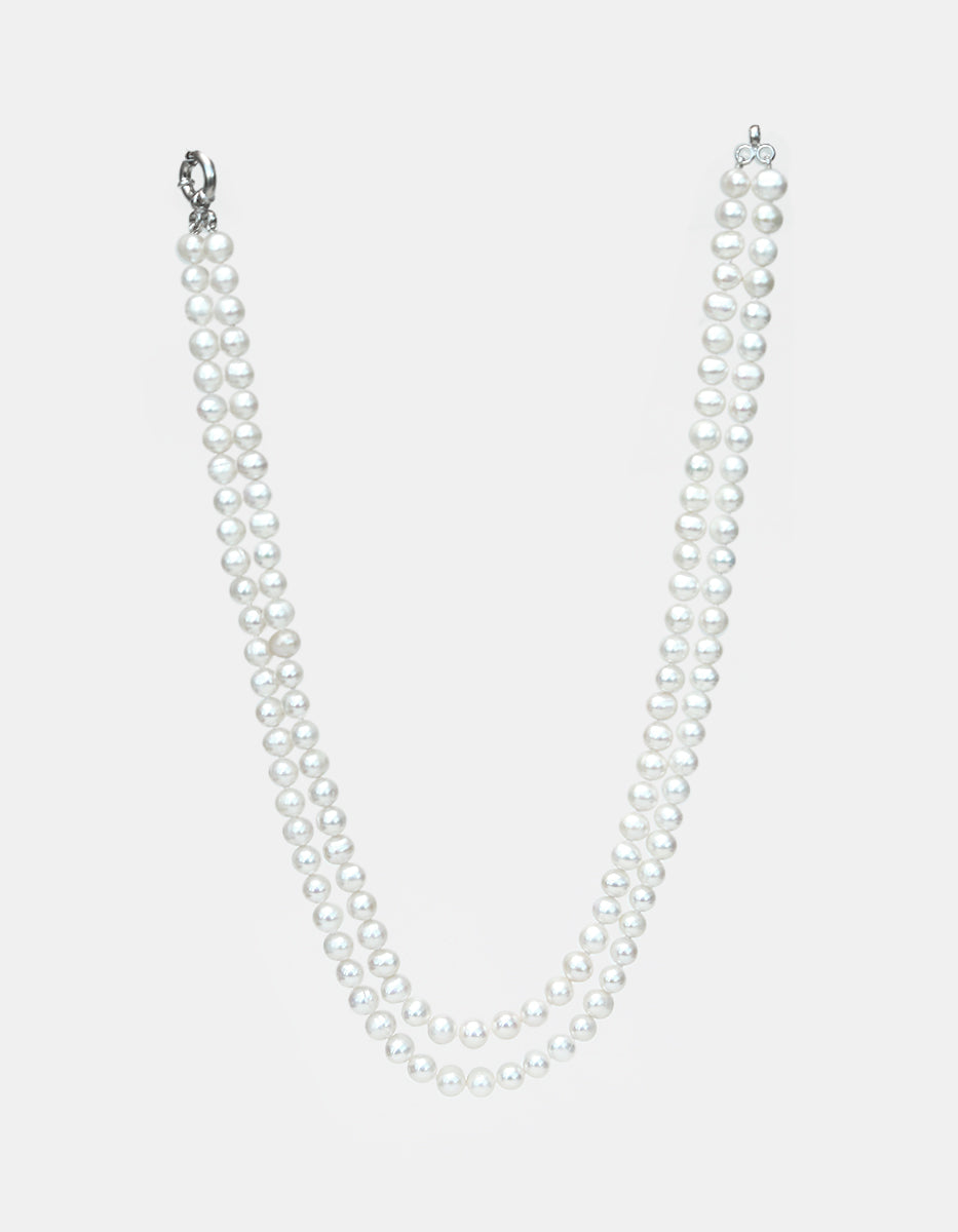 Collar anudado perla japonesa redonda 16mm de 45cm largo Crush