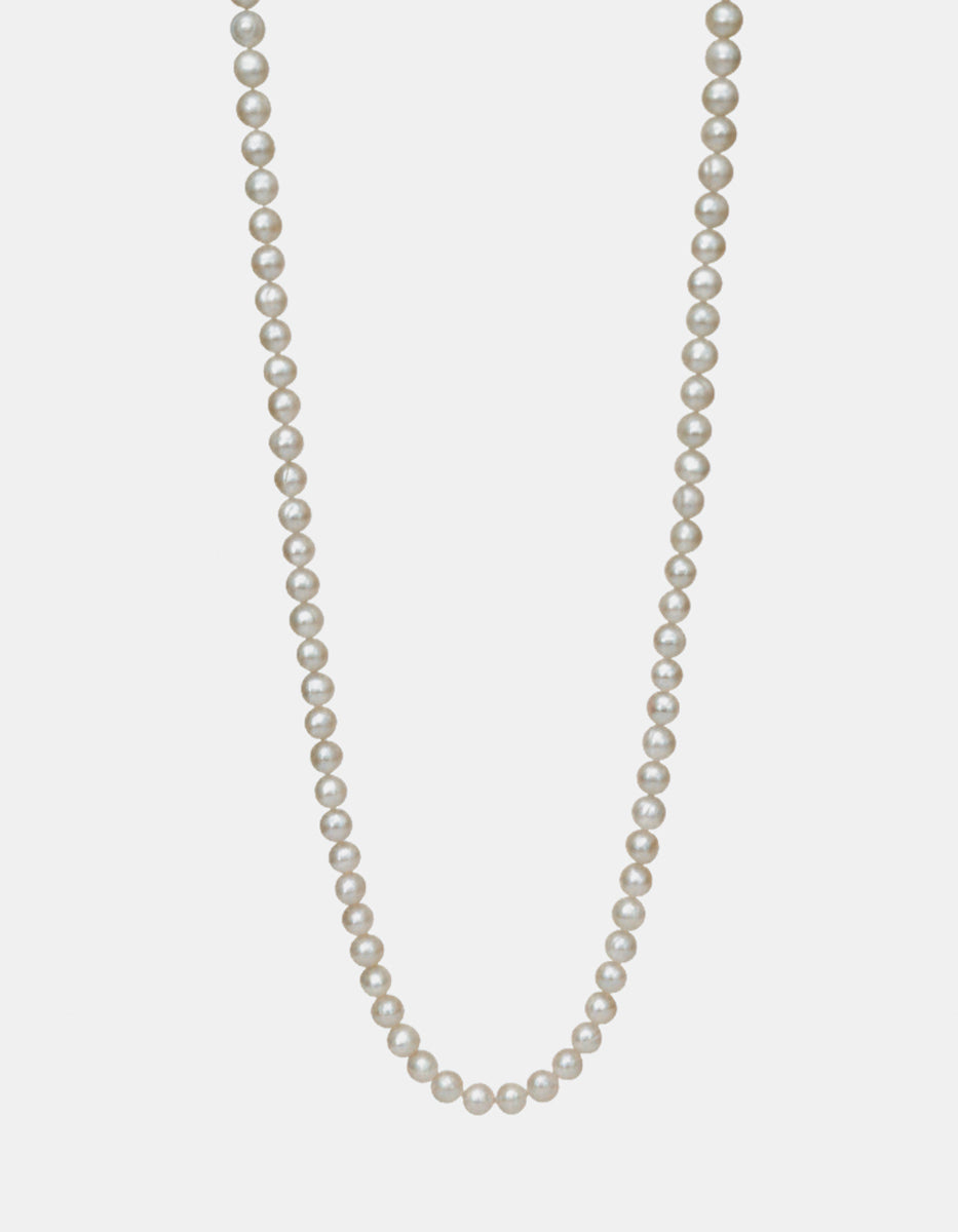 Collar anudado 55cm largo perla japonesa redonda 9mm Crush