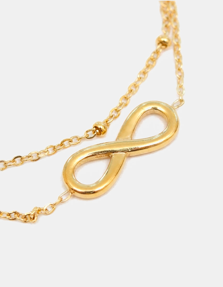 Pulsera de bronce con baño de oro de 22kt con símbolo infinito Love Story