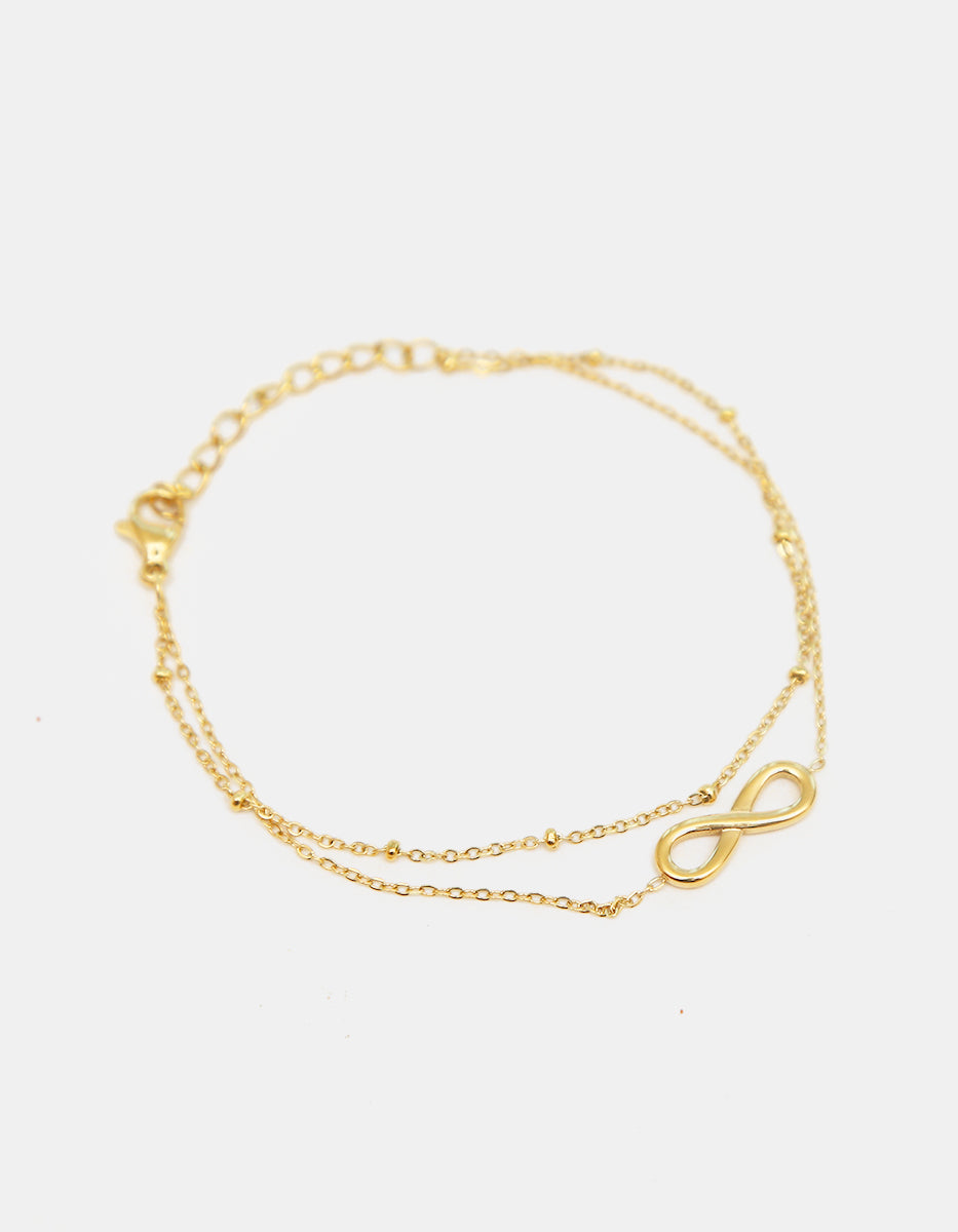 Pulsera de bronce con baño de oro de 22kt con símbolo infinito Love Story