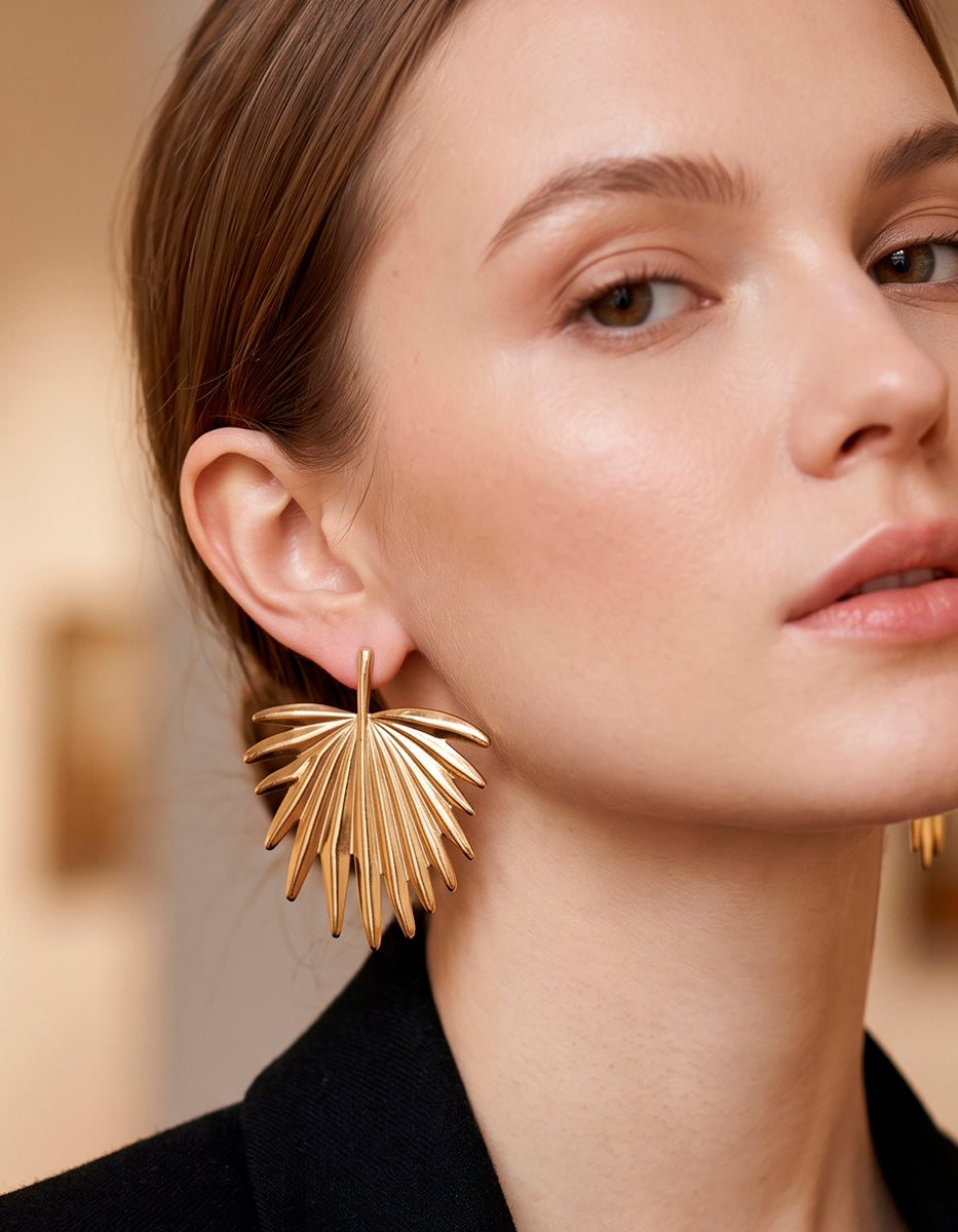 Aretes gold-filled de 22kt en forma de hoja