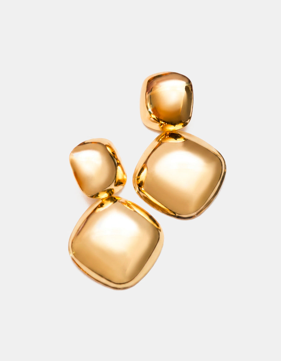 Aretes en metal noble con baño de oro 22k Golden Chic