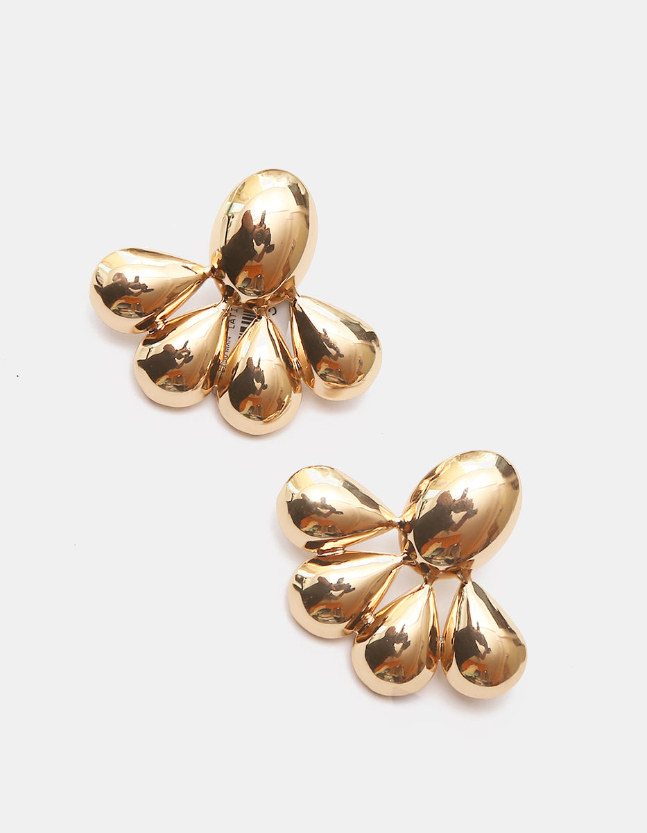 Aretes de Gold-Filled de 22kt con diseño orgánico con composición de gotas abombadas