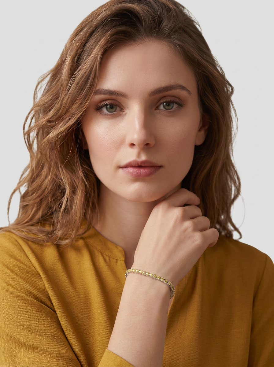 Pulsera de Plata .925 con citrinos amarillos en corte brillante Seducción