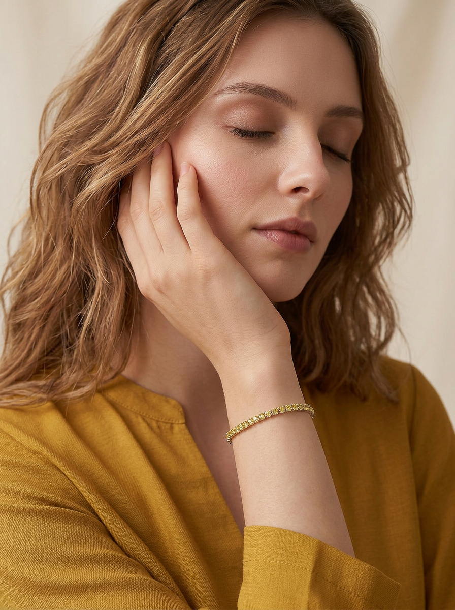 Pulsera de Plata .925 con citrinos amarillos en corte brillante Seducción