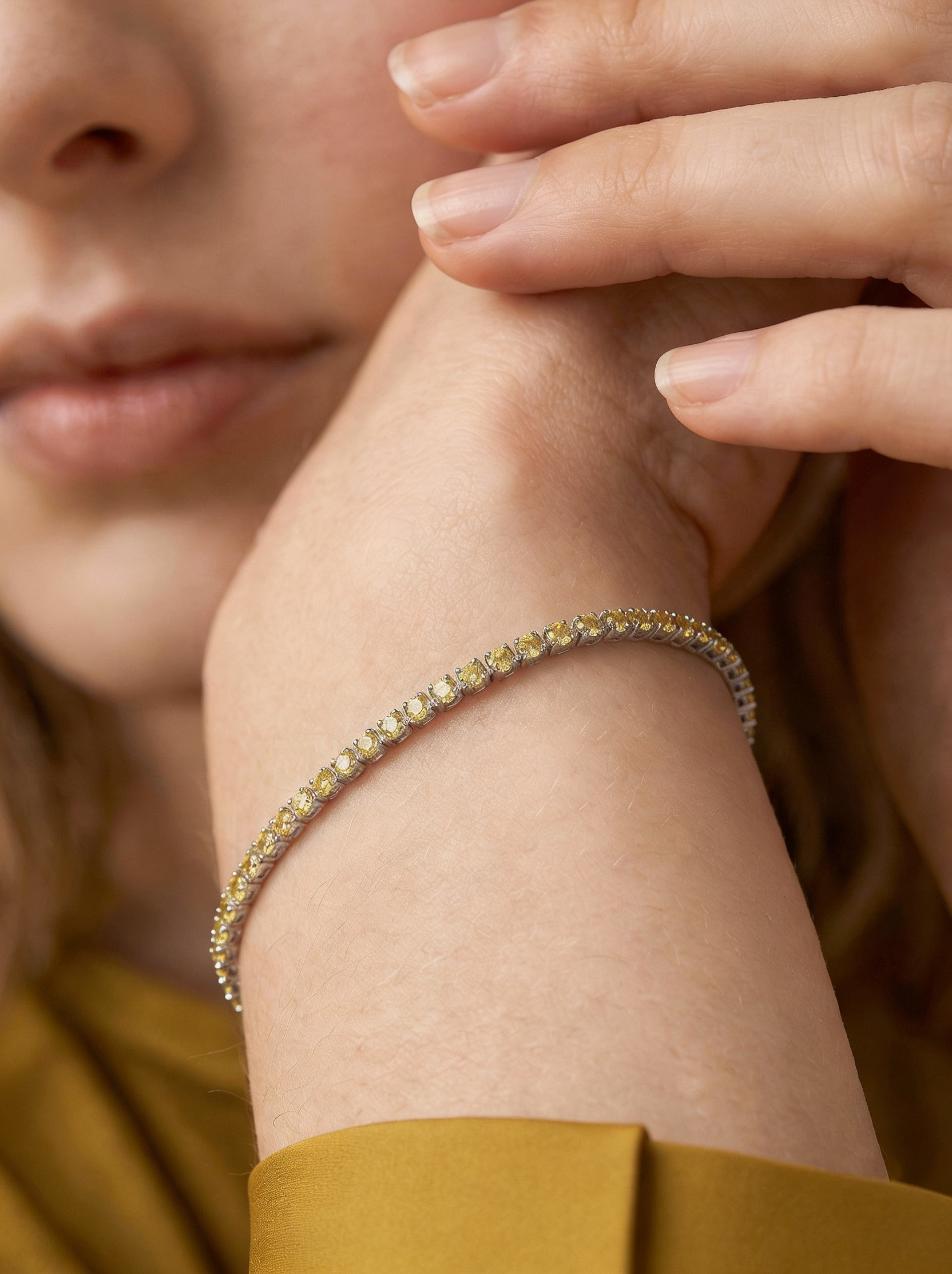 Pulsera de Plata .925 con citrinos amarillos en corte brillante Seducción