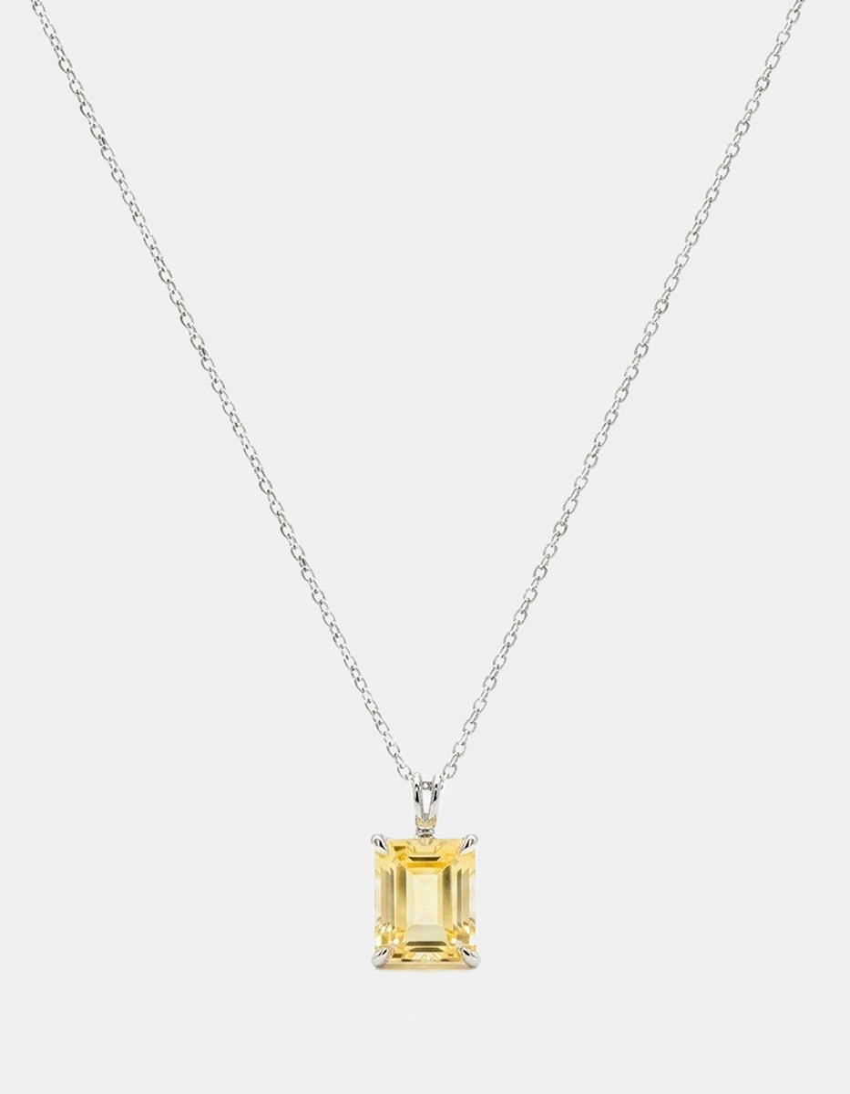 Collar de Plata .925 con dije de citrino amarillo en corte esmeralda Seducción