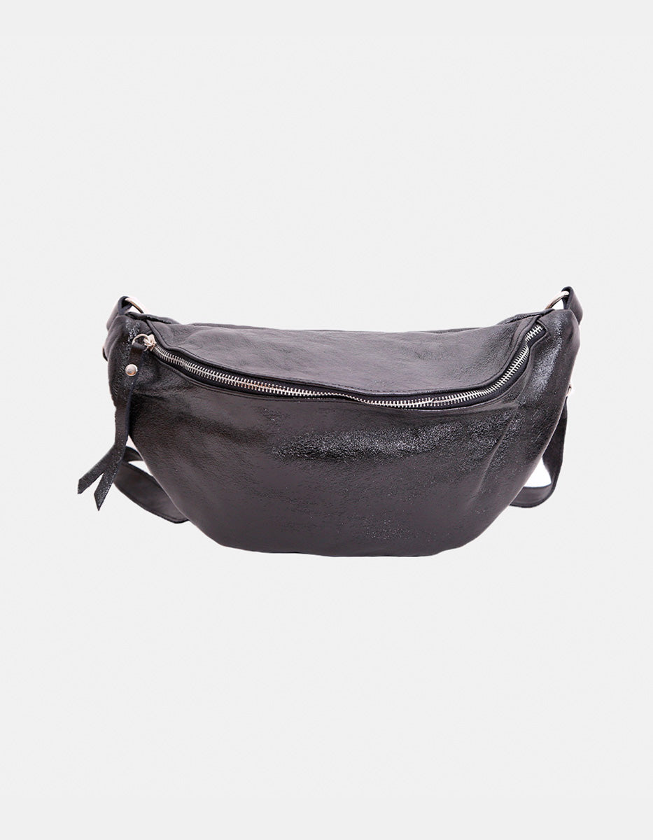 Chest Bag de Piel Color Ágata Negro Glam Bags